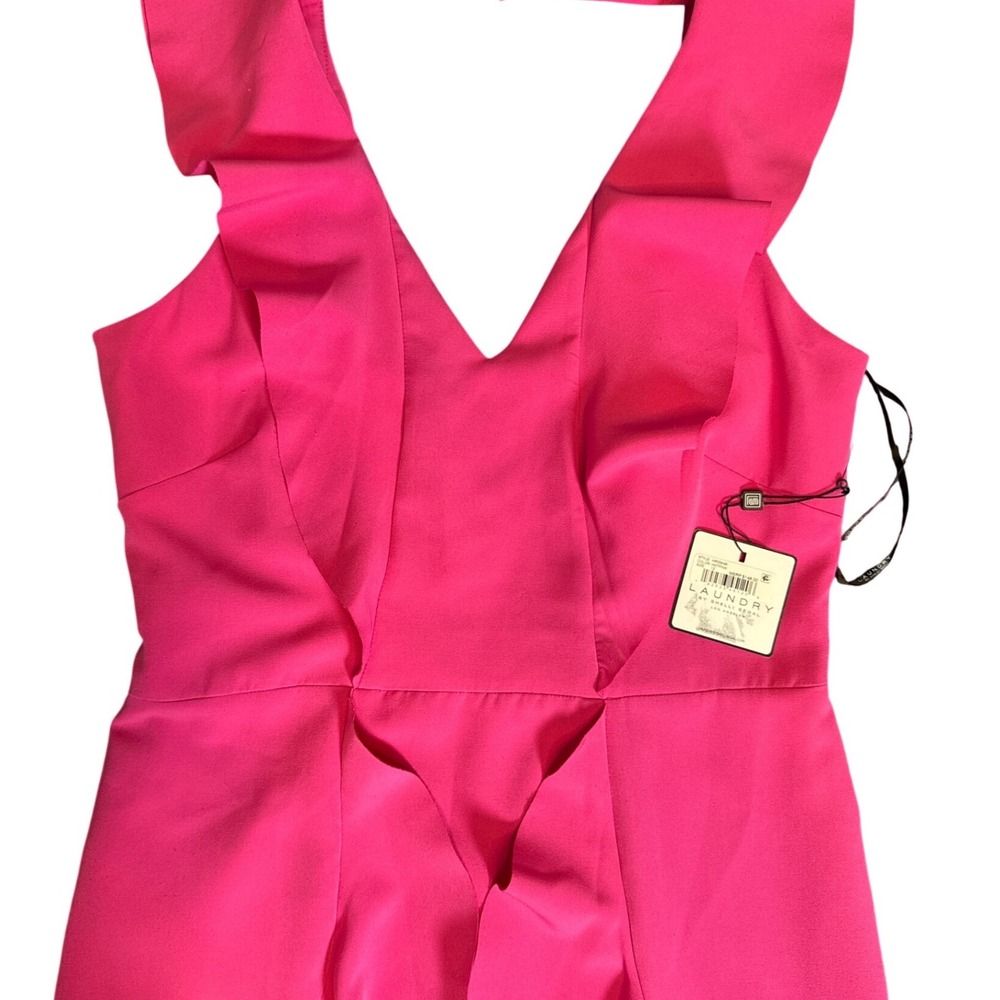 NWTs Party Wedding Hot Pink Ruffle V-Neck Comfort Dress Sz 12 Bold Barbi Ruffle - Picture 5 of 10